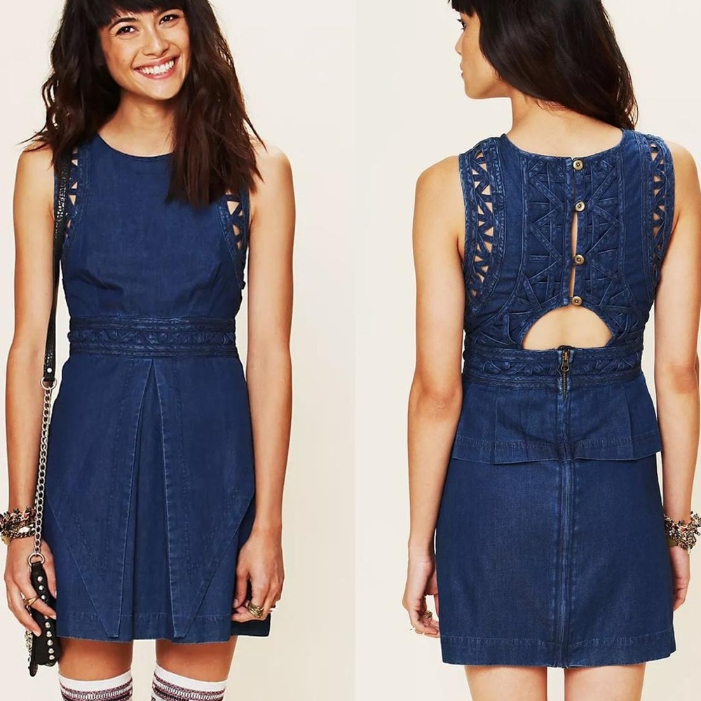 New Romantics by Free People Denim Cutout Dress – Size 2